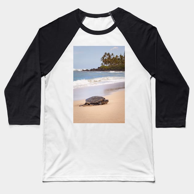 Green Sea Turtle Hawaii Baseball T-Shirt by mcdonojj
